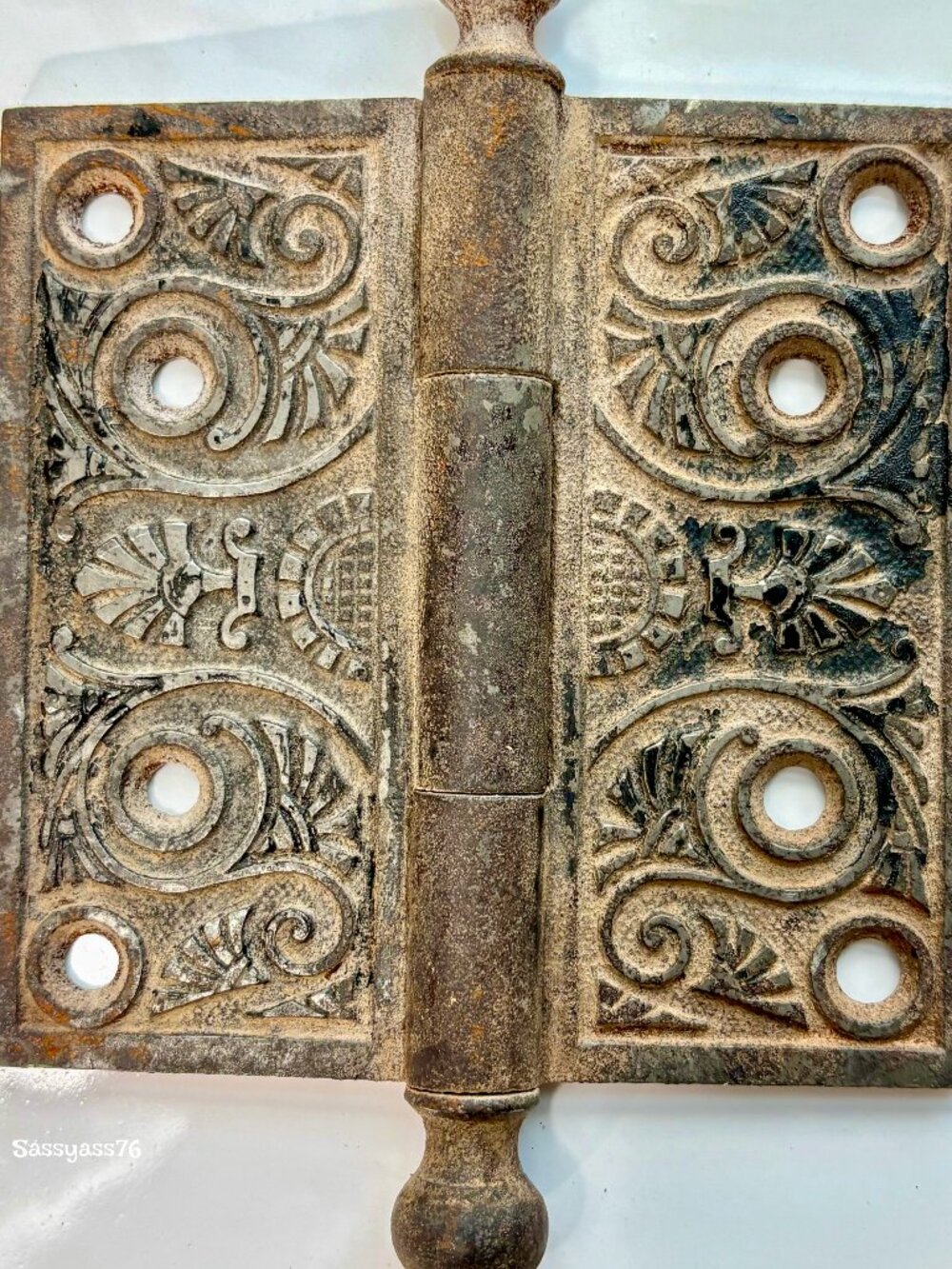 🆕ANTIQUE▪️Authentic Early 1900's Ornate 4"X4" Victorian Cast Iron Door Hinges - Picture 2 of 7